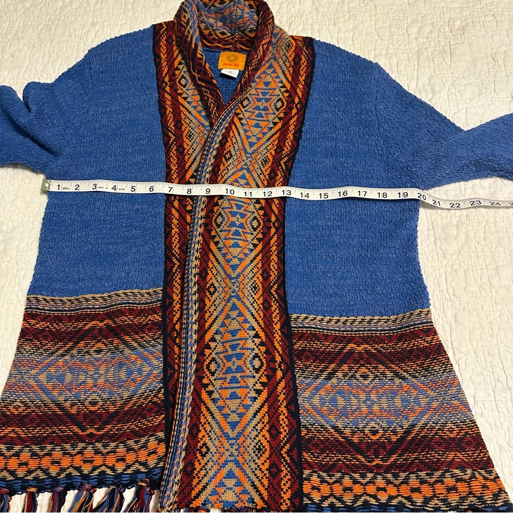 Ruby Rd Open Front Cardigan Blue Aztec Southwest … - image 7
